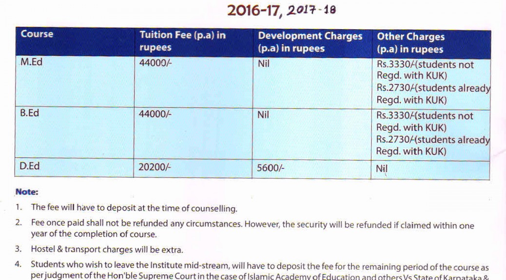 fee structure
